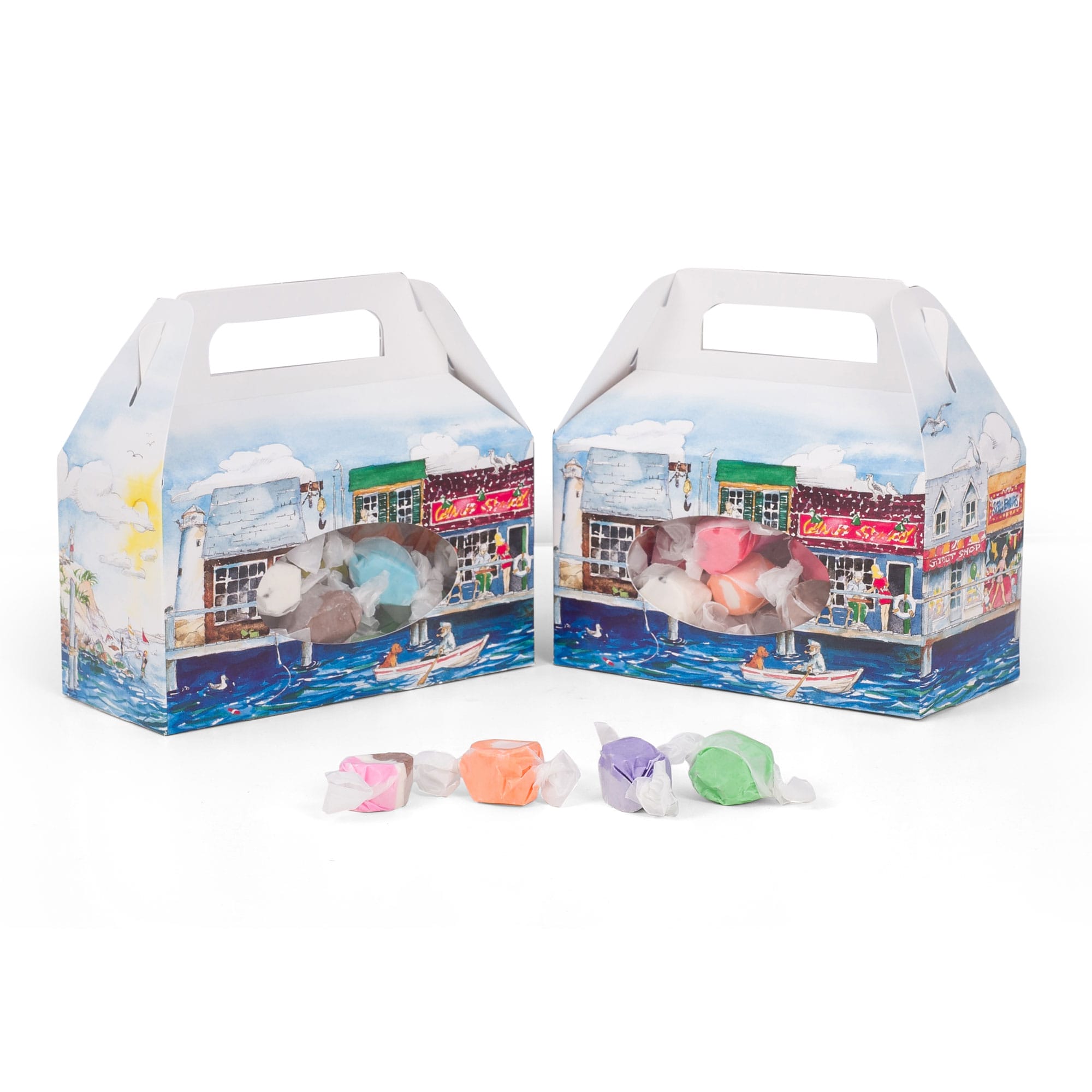 Small White Candy Tote Boxes with Windows