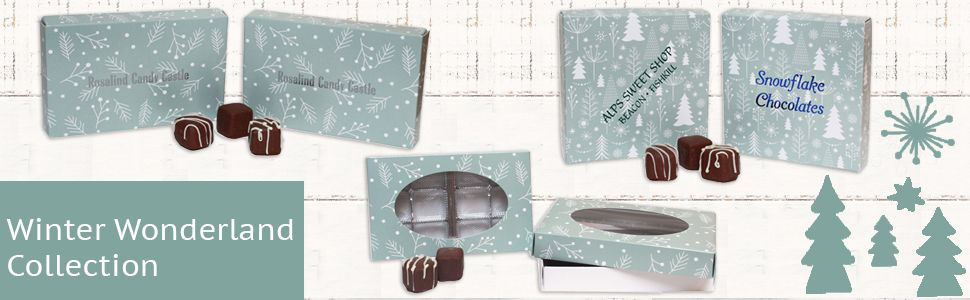 Winter Wonderland collection of confectionery boxes from MOD-PAC