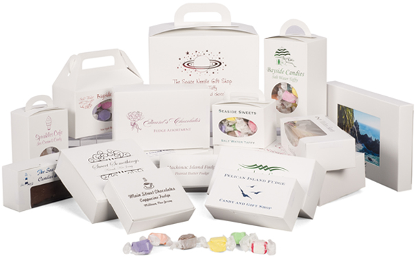 Small White Candy Tote Boxes with Windows